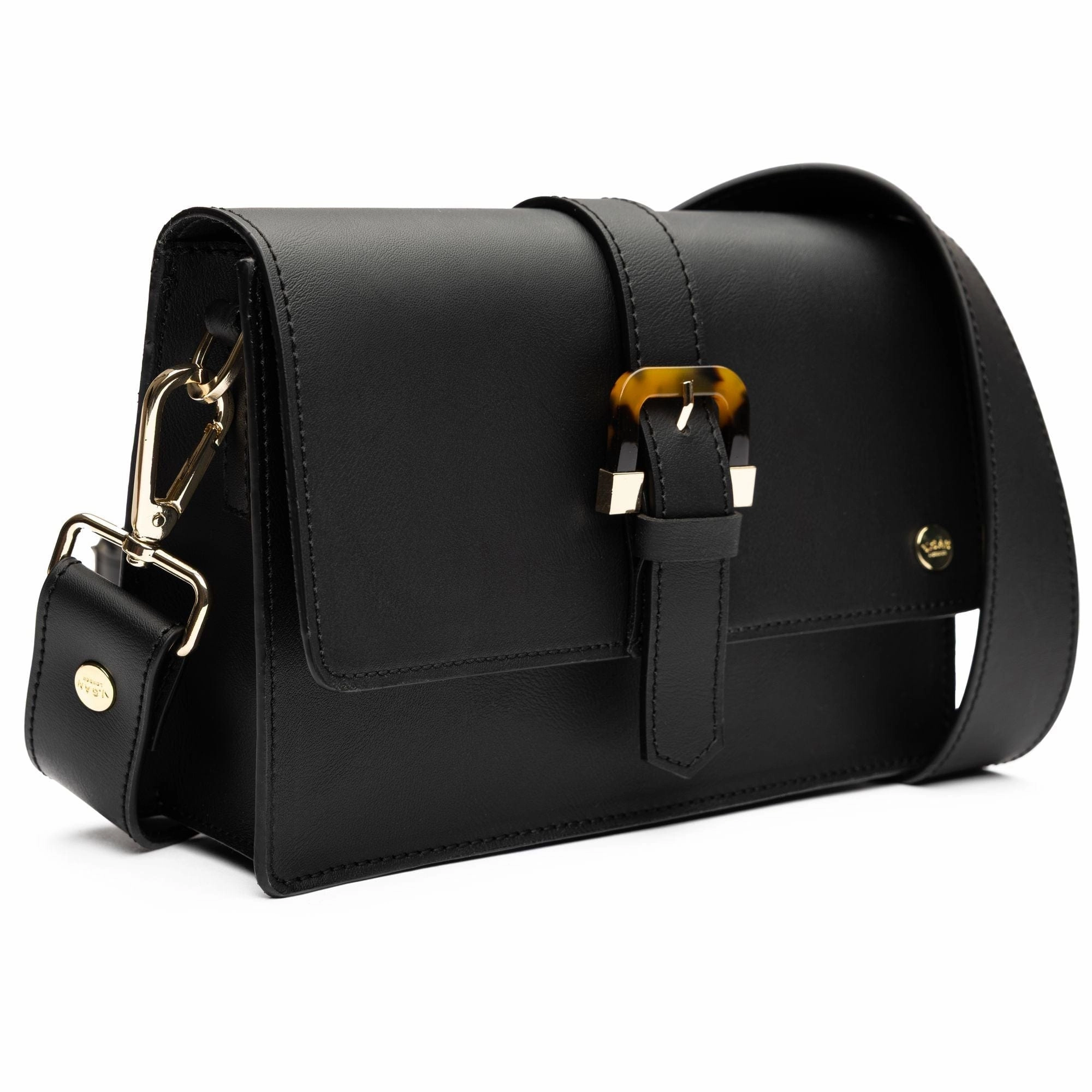 Coco Vegan Leather Tortoiseshell Crossbody Bag | Black