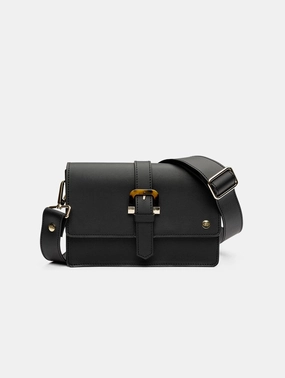 Coco Vegan Leather Tortoiseshell Crossbody Bag | Black