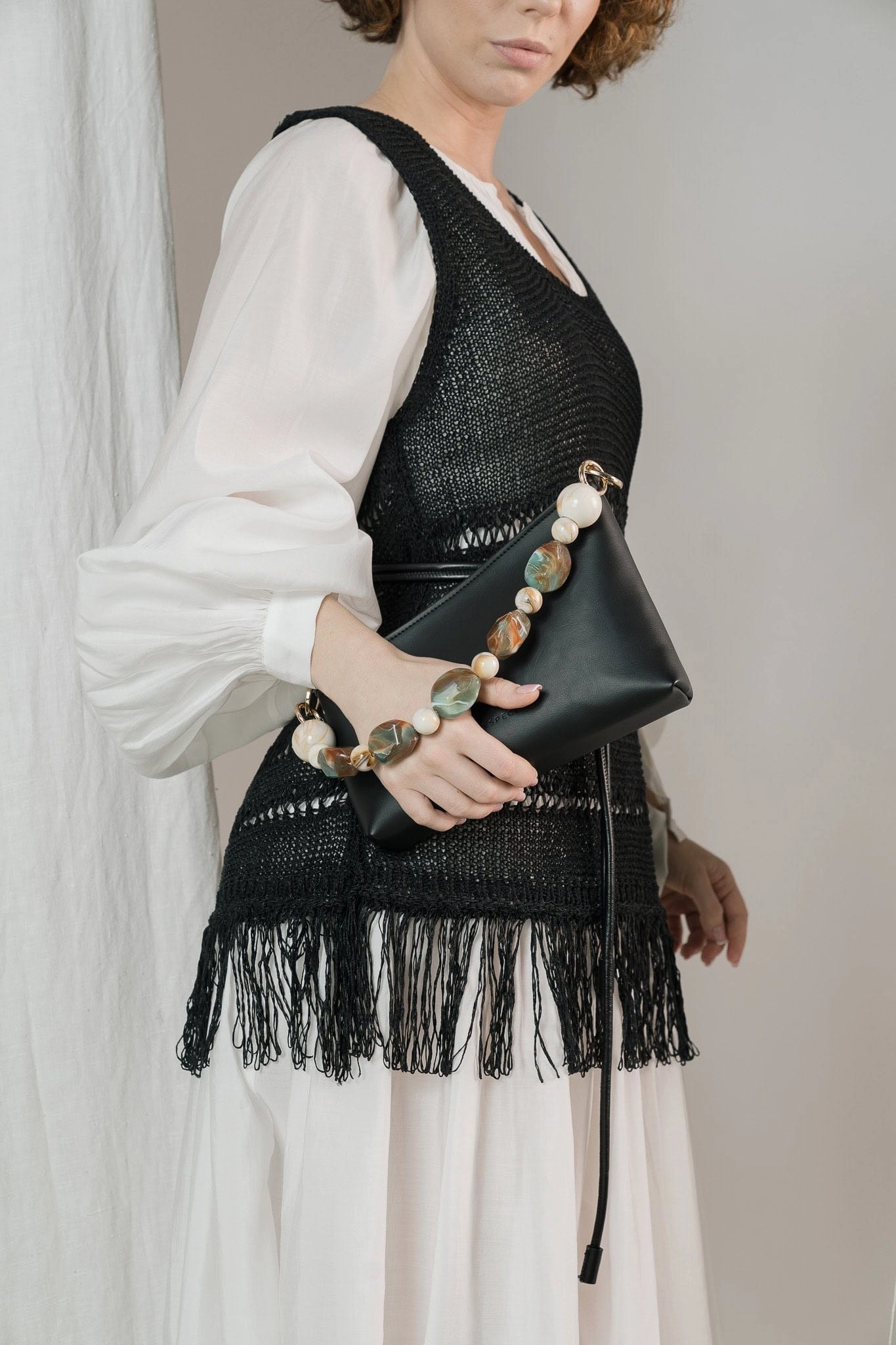 Corn Leather Vegan Baguette Bag | Black