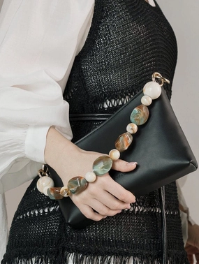 Corn Leather Vegan Baguette Bag | Black