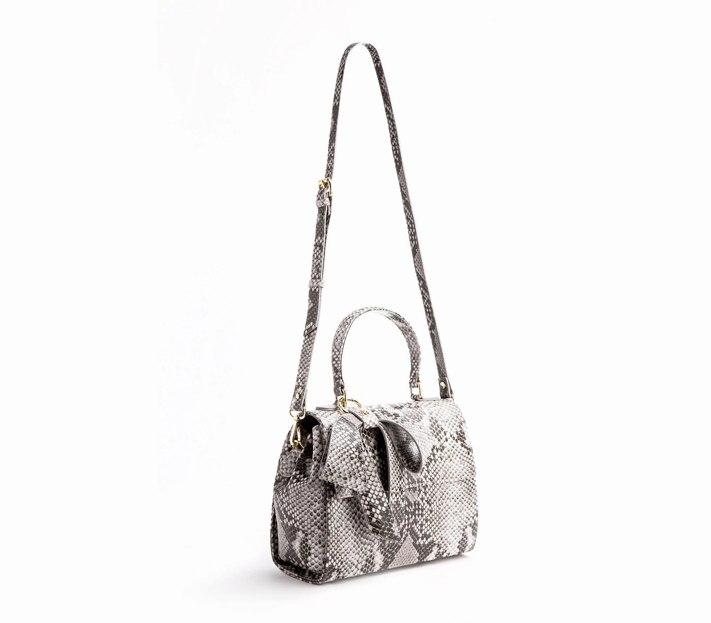 Cottontail Vegan Leather Handbag | Black/White Snake