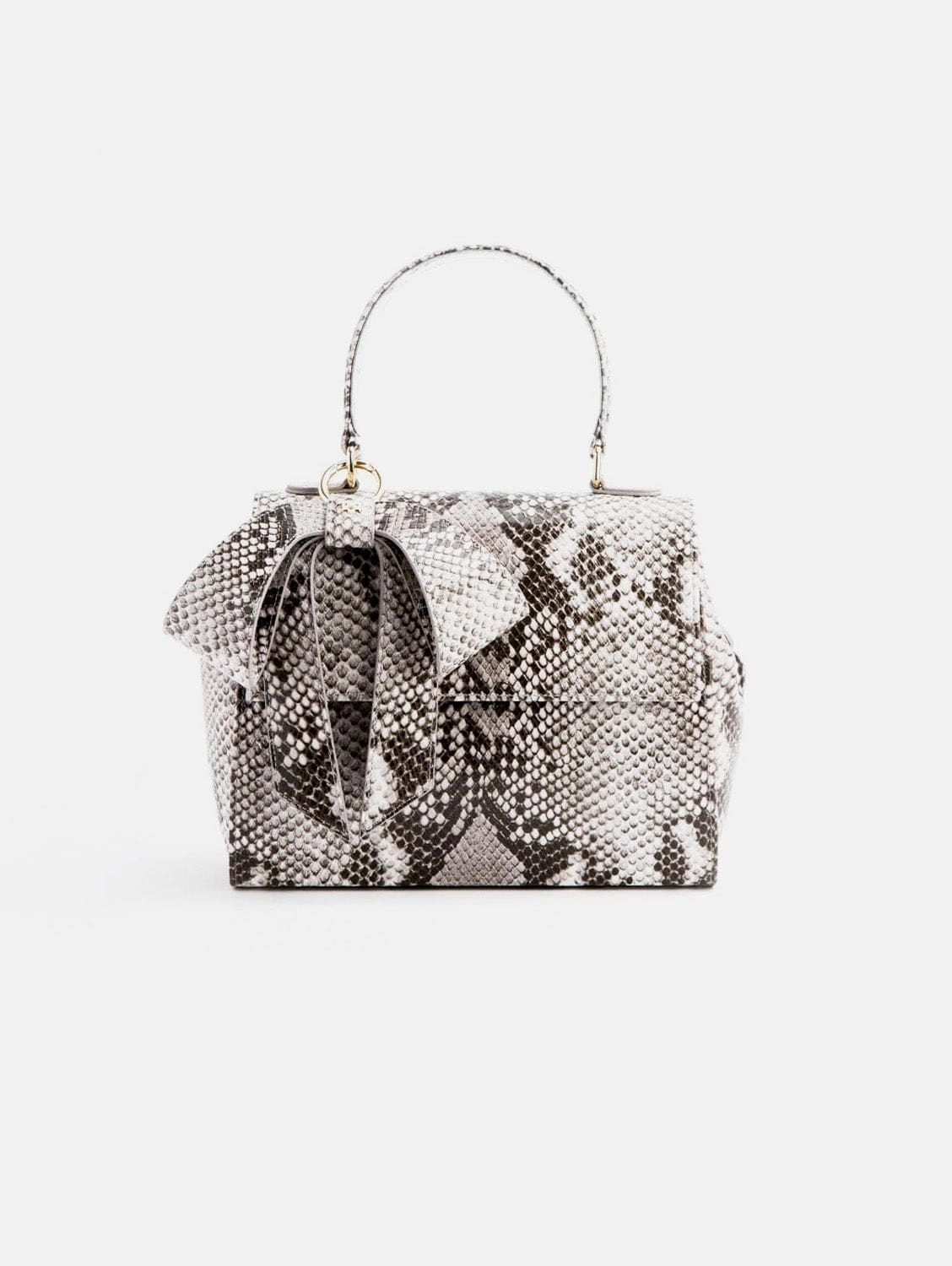 Cottontail Vegan Leather Handbag | Black/White Snake