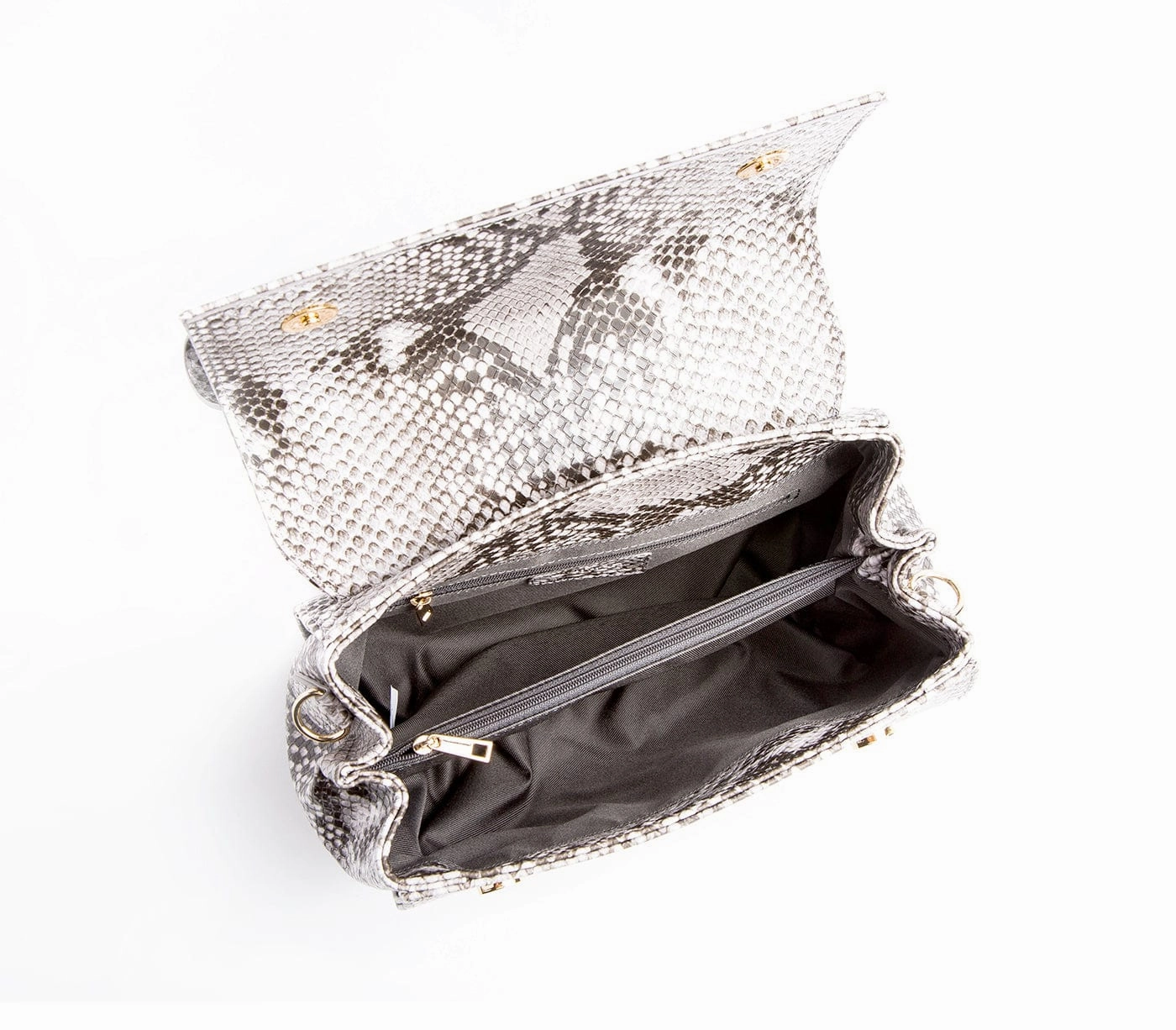 Cottontail Vegan Leather Handbag | Black/White Snake