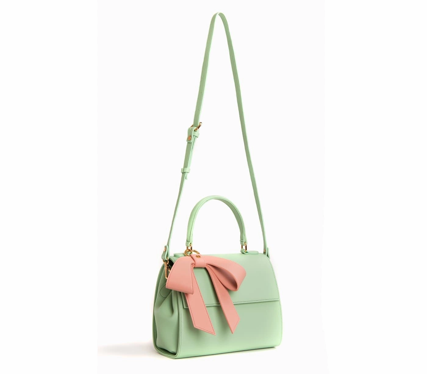 Cottontail Vegan Leather Handbag | Mint & Light Pink
