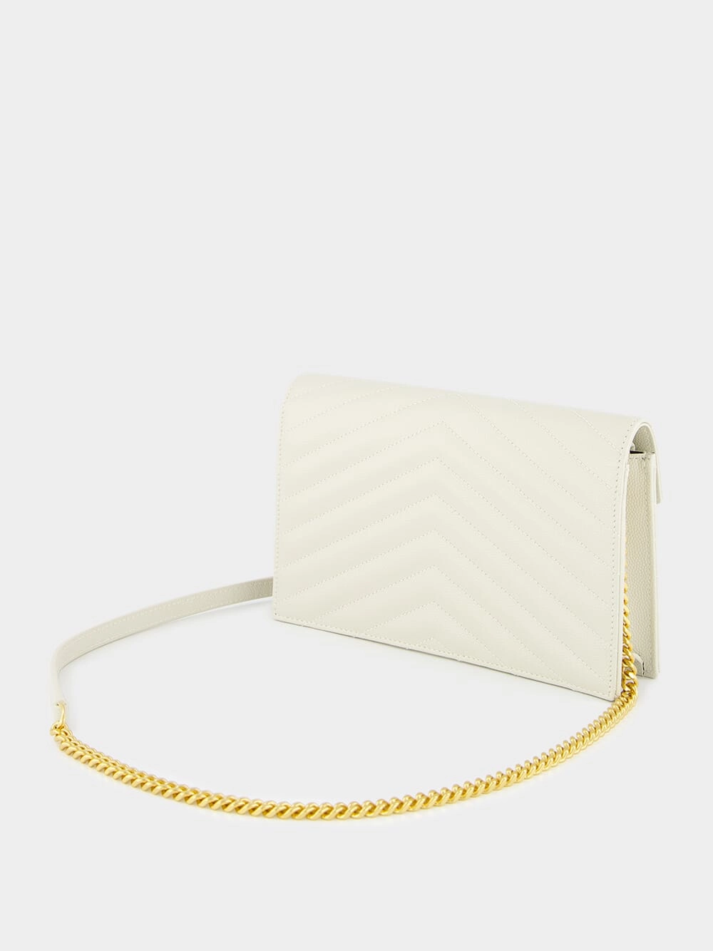 Cream Cassandre Envelope Chain Wallet