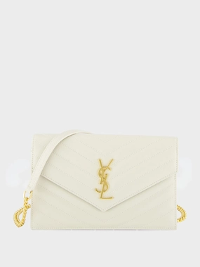 Cream Cassandre Envelope Chain Wallet
