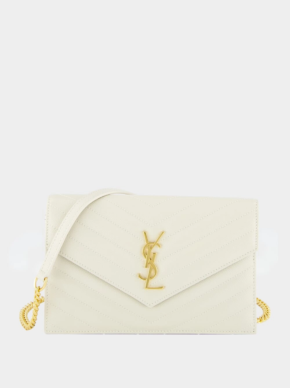 Cream Cassandre Envelope Chain Wallet