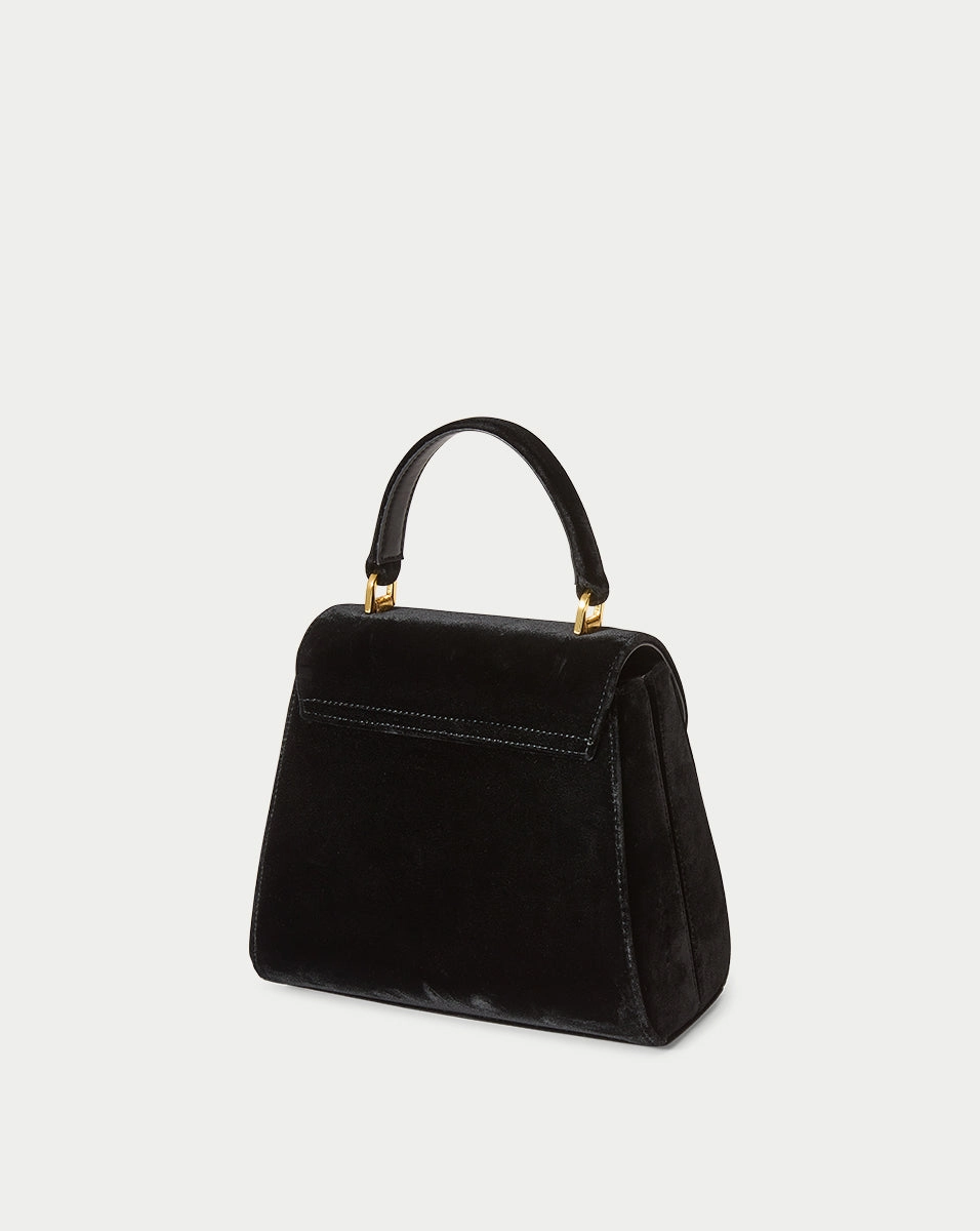 Crest Lock Velvet Top Handle Bag