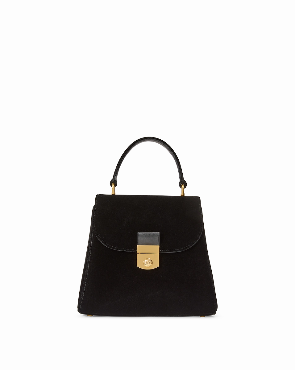 Crest Lock Velvet Top Handle Bag