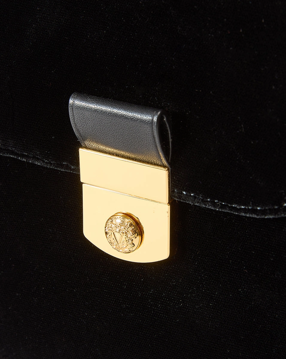 Crest Lock Velvet Top Handle Bag