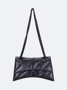 Crushed quilted calfskin chain bag