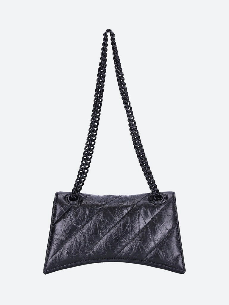 Crushed quilted calfskin chain bag