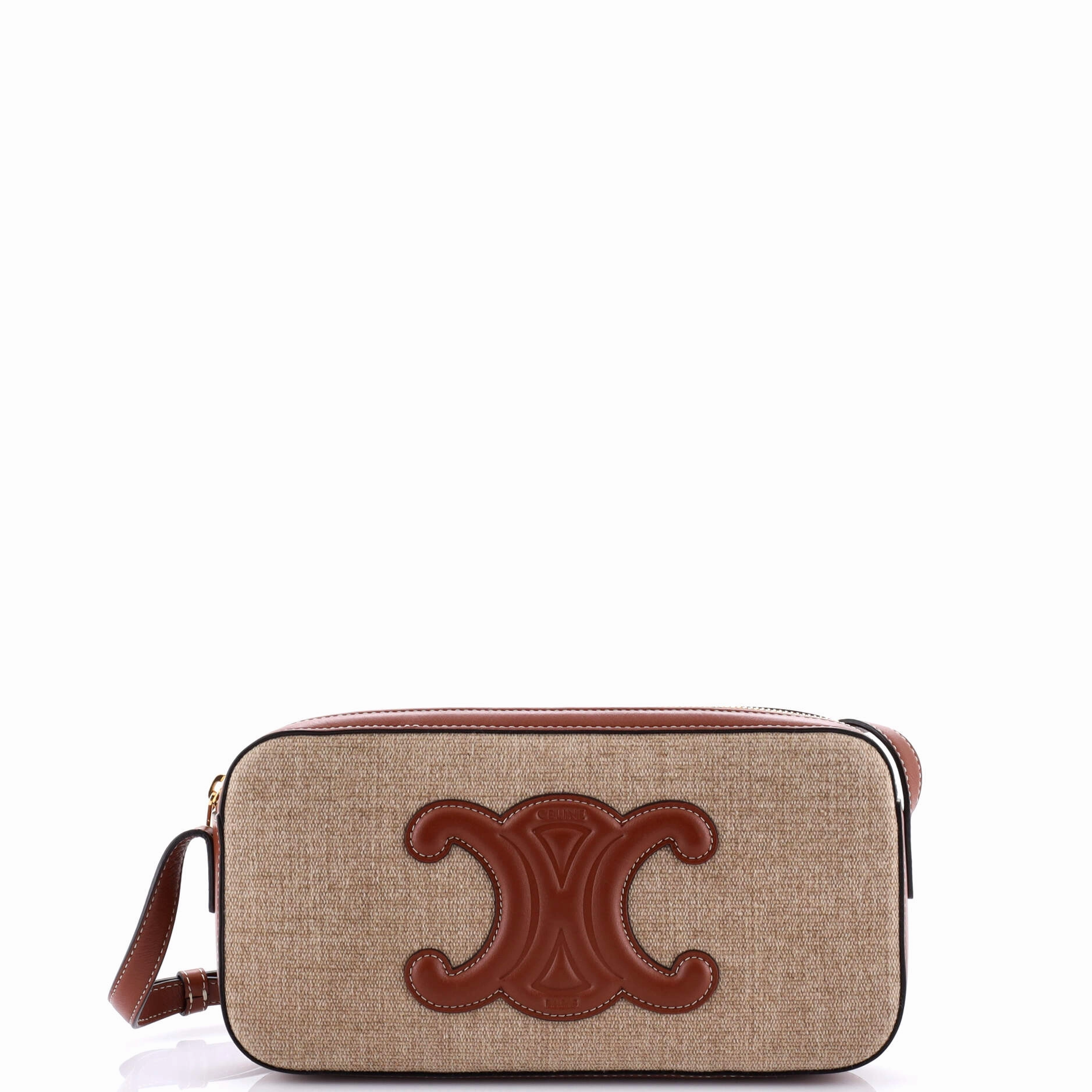 Cuir Triomphe Camera Shoulder Bag Canvas and Leather Small