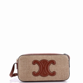 Cuir Triomphe Camera Shoulder Bag Canvas and Leather Small
