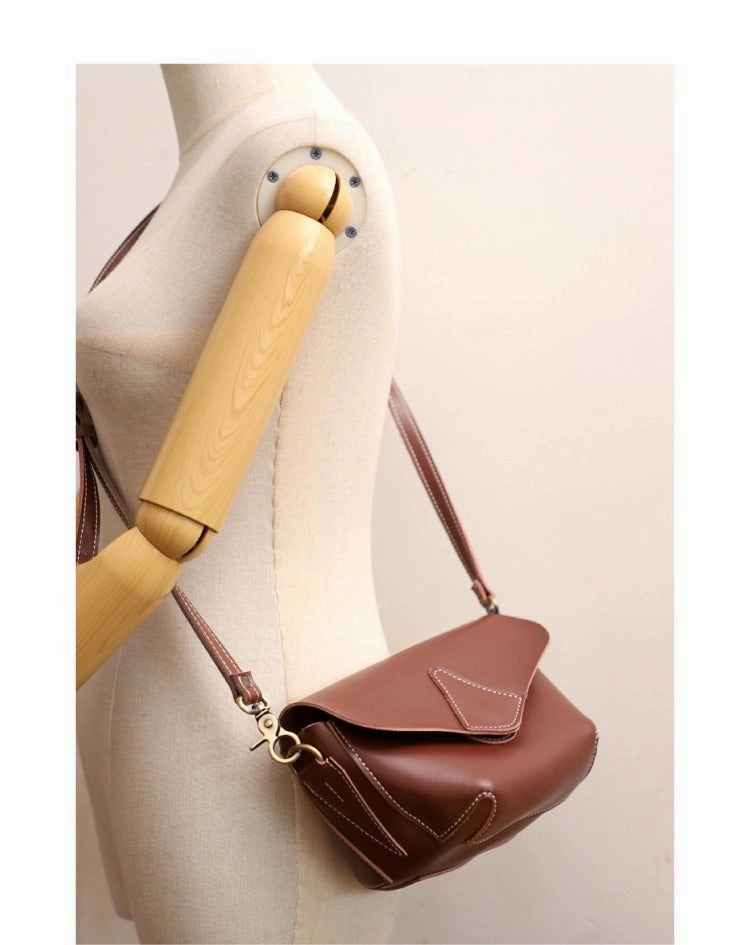 Cute Coffee LEATHER WOMEN Small SHOULDER BAG Handmade Small Crossbody Purse FOR WOMEN