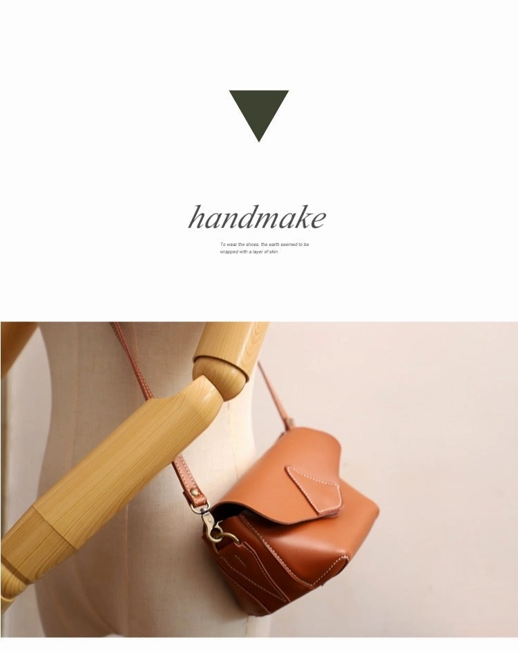 Cute Coffee LEATHER WOMEN Small SHOULDER BAG Handmade Small Crossbody Purse FOR WOMEN
