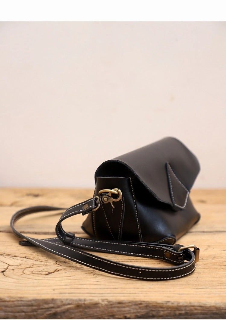 Cute Coffee LEATHER WOMEN Small SHOULDER BAG Handmade Small Crossbody Purse FOR WOMEN