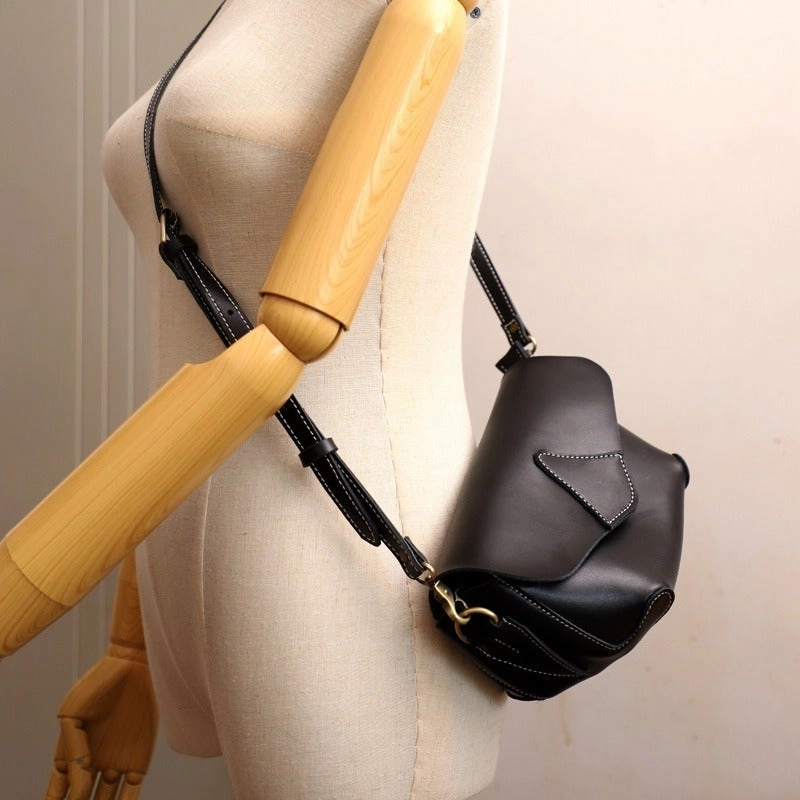 Cute Coffee LEATHER WOMEN Small SHOULDER BAG Handmade Small Crossbody Purse FOR WOMEN