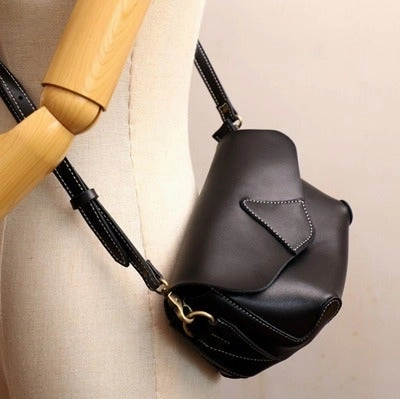 Cute Coffee LEATHER WOMEN Small SHOULDER BAG Handmade Small Crossbody Purse FOR WOMEN