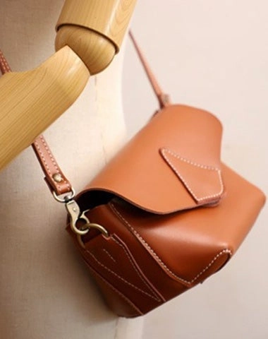 Cute Coffee LEATHER WOMEN Small SHOULDER BAG Handmade Small Crossbody Purse FOR WOMEN