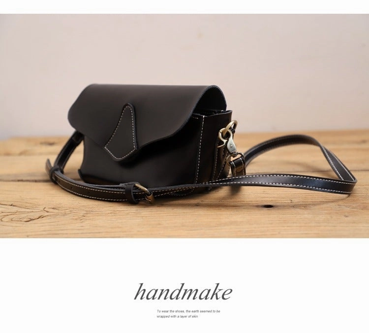 Cute Coffee LEATHER WOMEN Small SHOULDER BAG Handmade Small Crossbody Purse FOR WOMEN