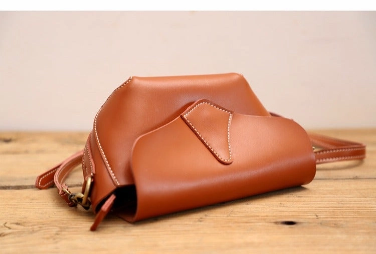 Cute Coffee LEATHER WOMEN Small SHOULDER BAG Handmade Small Crossbody Purse FOR WOMEN