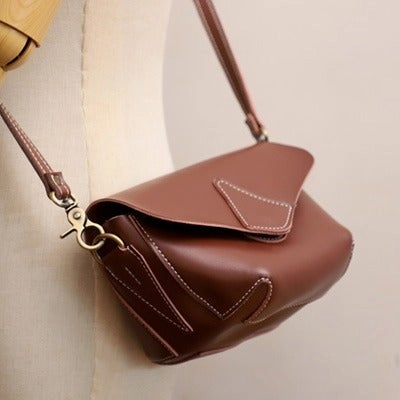 Cute Coffee LEATHER WOMEN Small SHOULDER BAG Handmade Small Crossbody Purse FOR WOMEN