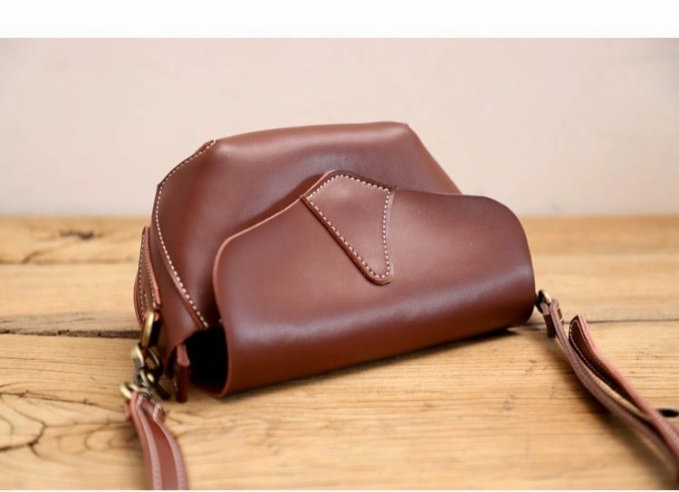 Cute Coffee LEATHER WOMEN Small SHOULDER BAG Handmade Small Crossbody Purse FOR WOMEN