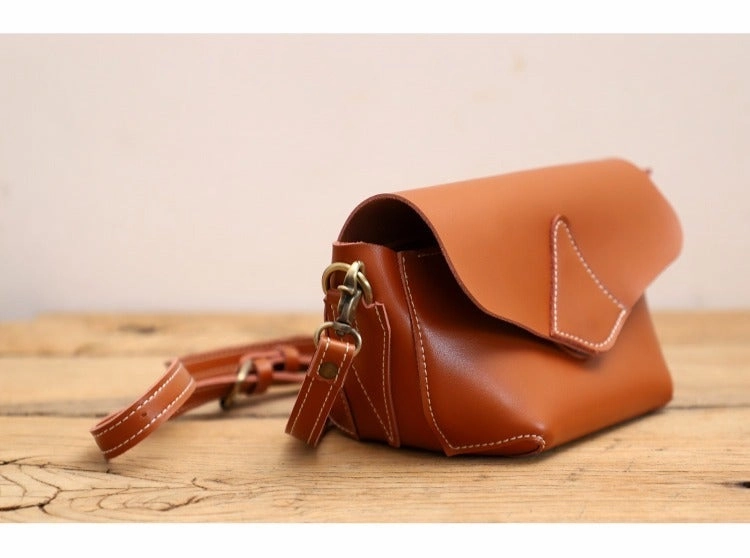 Cute Coffee LEATHER WOMEN Small SHOULDER BAG Handmade Small Crossbody Purse FOR WOMEN
