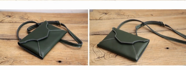 Cute LEATHER Envelope WOMEN SHOULDER BAG Handmade Slim Envelope Crossbody Purse FOR WOMEN