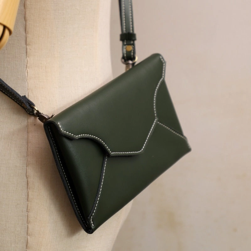 Cute LEATHER Envelope WOMEN SHOULDER BAG Handmade Slim Envelope Crossbody Purse FOR WOMEN
