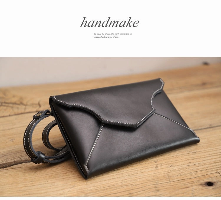 Cute LEATHER Envelope WOMEN SHOULDER BAG Handmade Slim Envelope Crossbody Purse FOR WOMEN