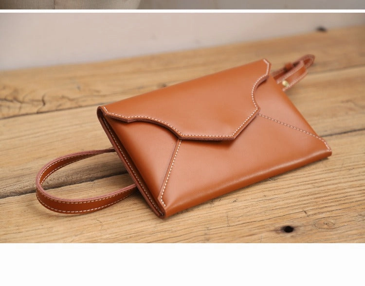 Cute LEATHER Envelope WOMEN SHOULDER BAG Handmade Slim Envelope Crossbody Purse FOR WOMEN