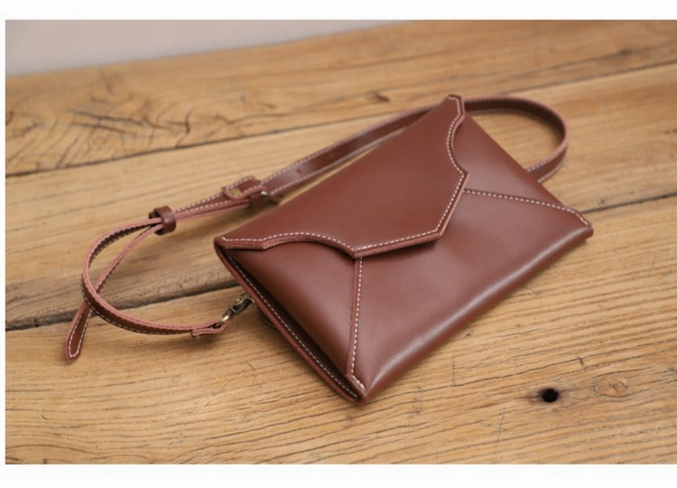 Cute LEATHER Envelope WOMEN SHOULDER BAG Handmade Slim Envelope Crossbody Purse FOR WOMEN