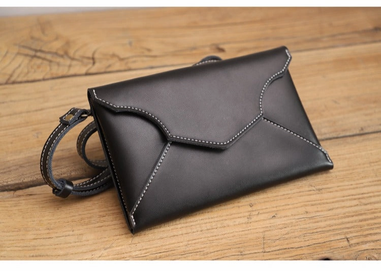 Cute LEATHER Envelope WOMEN SHOULDER BAG Handmade Slim Envelope Crossbody Purse FOR WOMEN