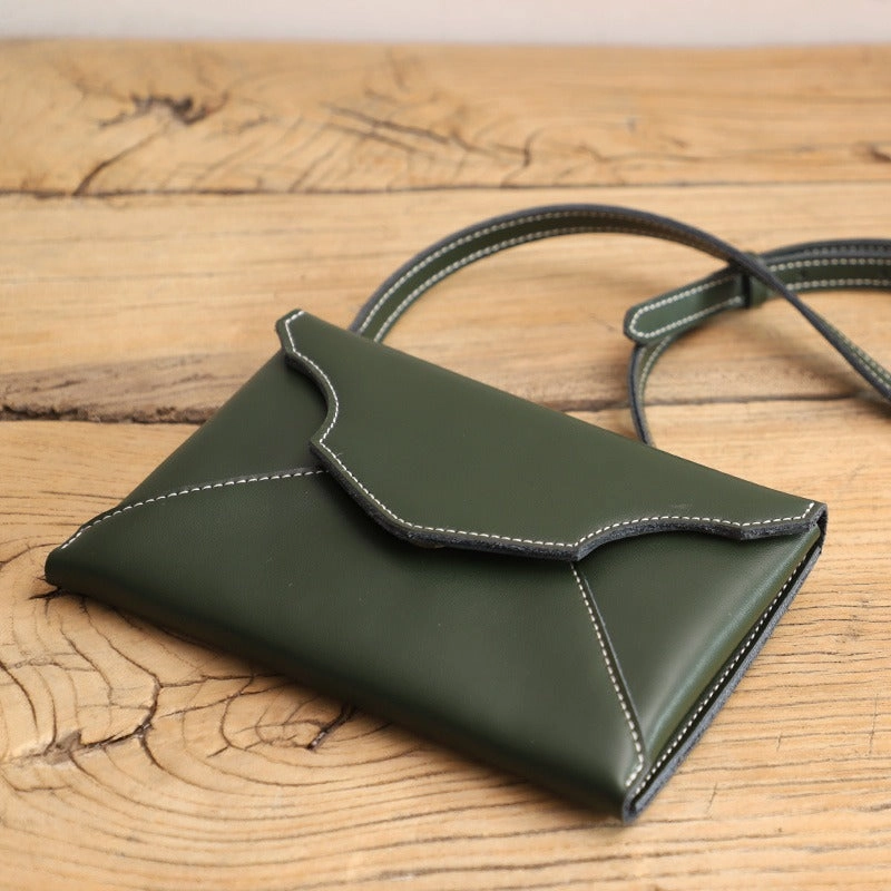 Cute LEATHER Envelope WOMEN SHOULDER BAG Handmade Slim Envelope Crossbody Purse FOR WOMEN