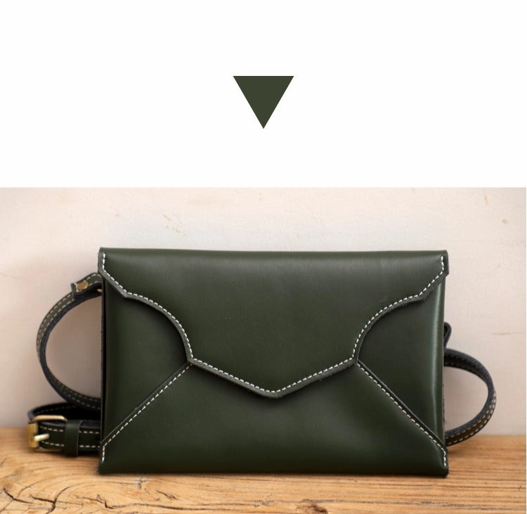 Cute LEATHER Envelope WOMEN SHOULDER BAG Handmade Slim Envelope Crossbody Purse FOR WOMEN