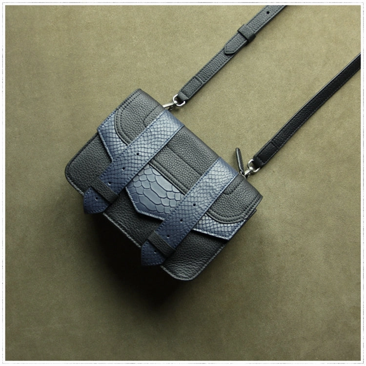 Cute Womens Dark Blue&Red Leather Shoulder Purse Small Leather Shoulder Bag Crossbody Purse for Ladies