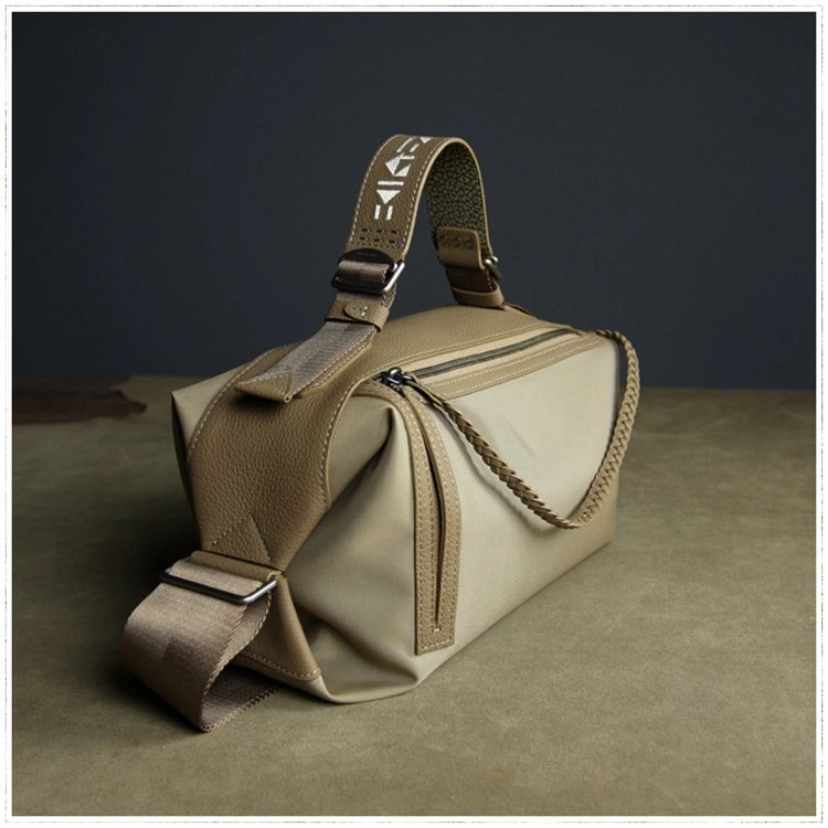 Cute Womens Khaki&Coffee NYLON Handbag Purse Cube NYLON Shoulder Bag Crossbody Purse for Ladies