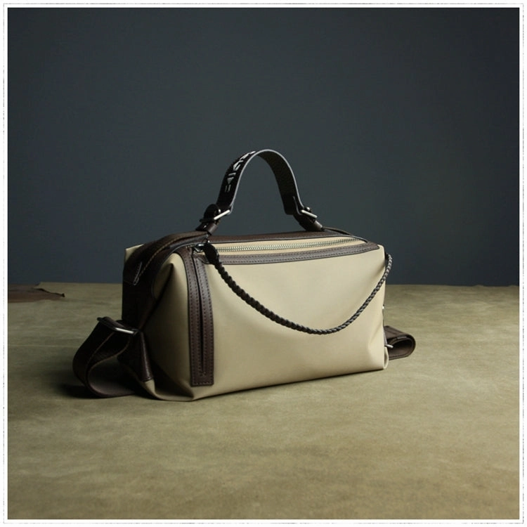 Cute Womens Khaki&Coffee NYLON Handbag Purse Cube NYLON Shoulder Bag Crossbody Purse for Ladies