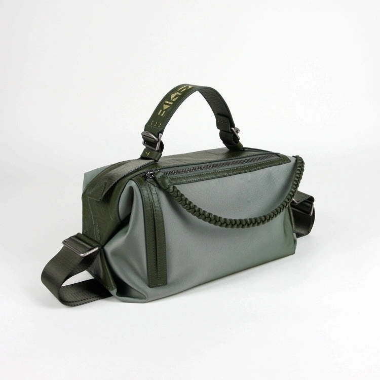 Cute Womens Khaki&Coffee NYLON Handbag Purse Cube NYLON Shoulder Bag Crossbody Purse for Ladies