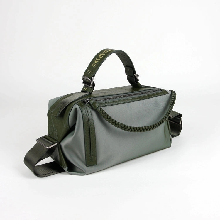 Cute Womens Khaki&Coffee NYLON Handbag Purse Cube NYLON Shoulder Bag Crossbody Purse for Ladies