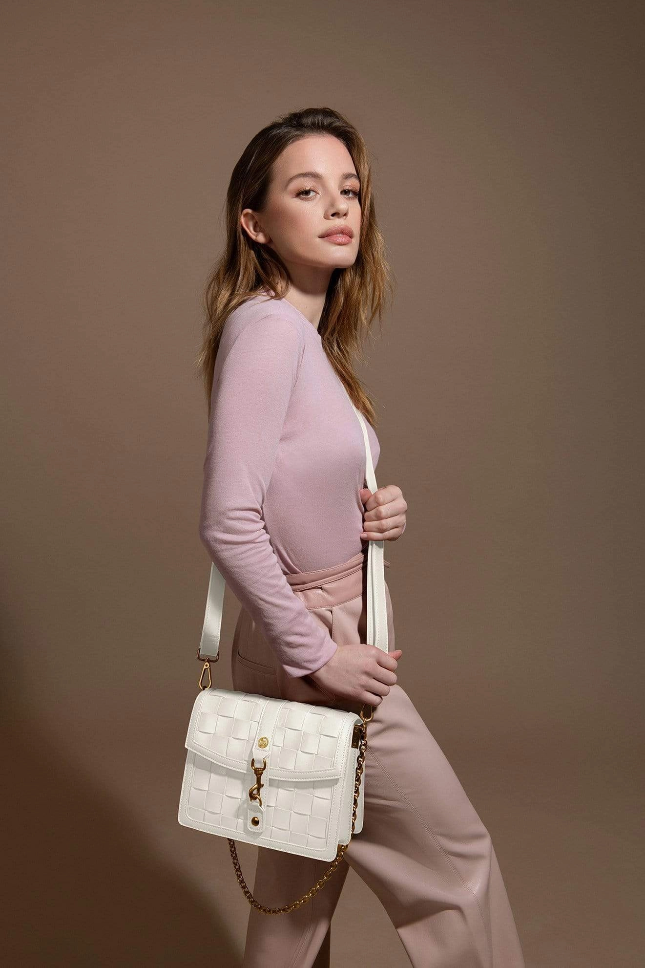 Daisy Vegan Leather Shoulder & Crossbody Bag | White