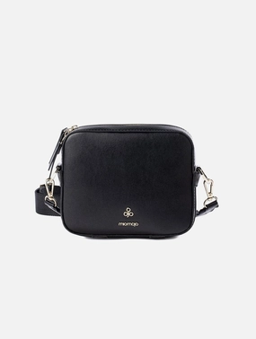 Dalila Apple Leather Vegan Crossbody Bag | Black