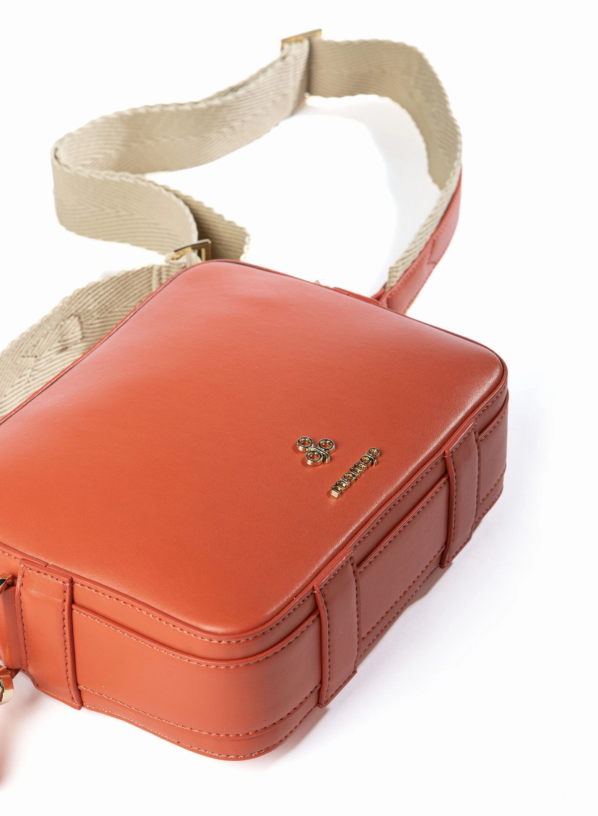Dalila Apple Leather Vegan Crossbody Bag | Orange