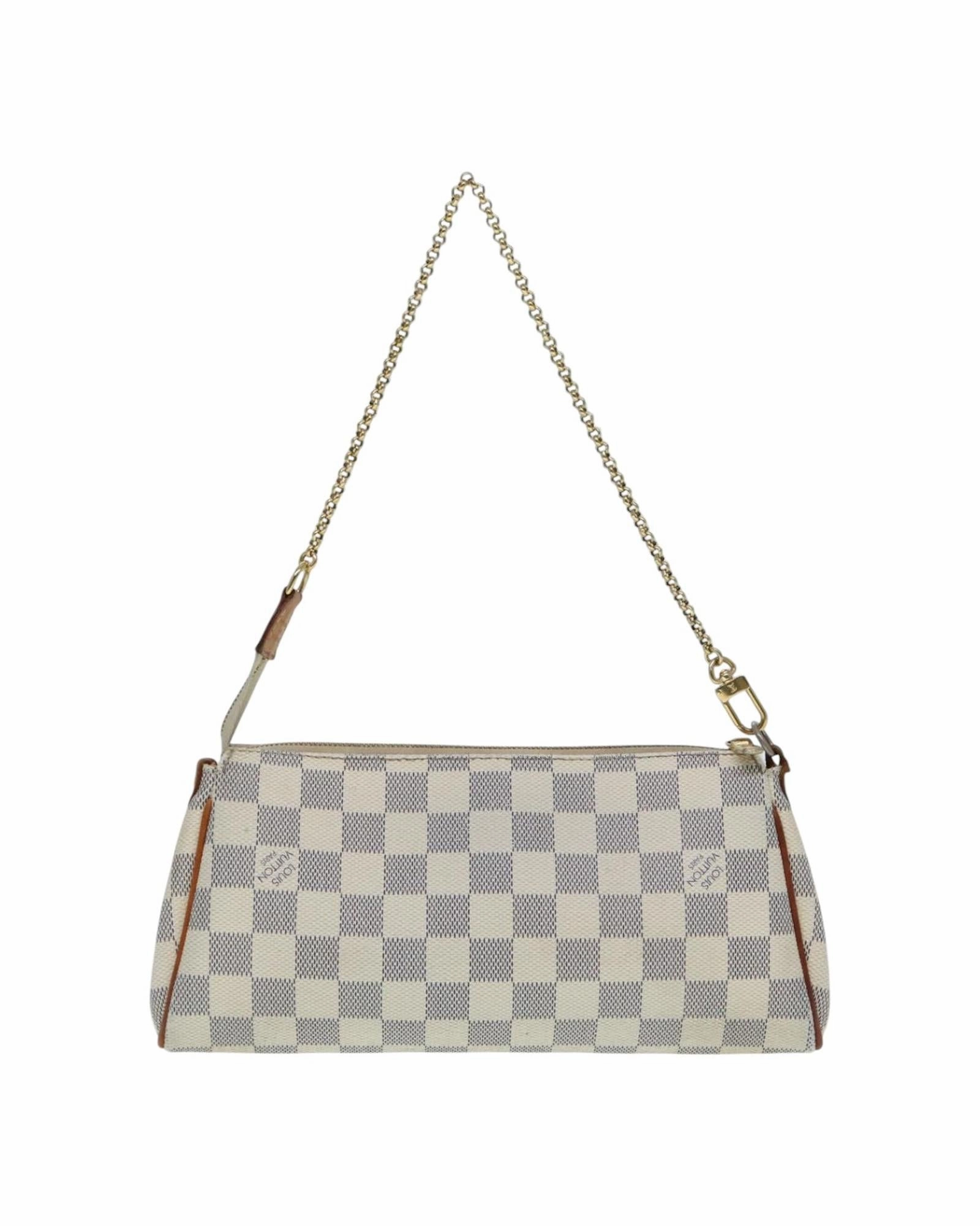 Damier Azur Canvas Shoulder Bag with Detachable Strap