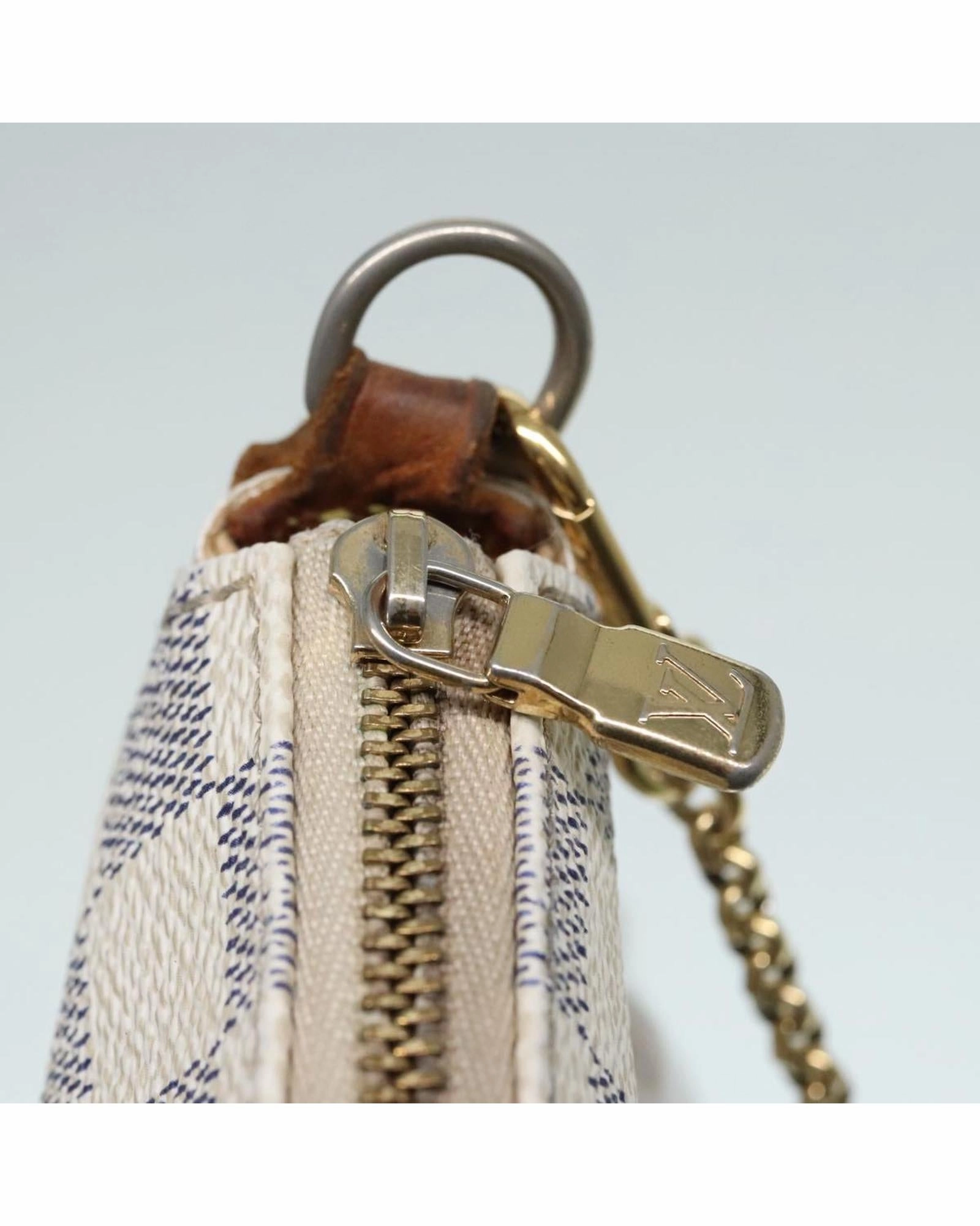 Damier Azur Canvas Shoulder Bag with Detachable Strap