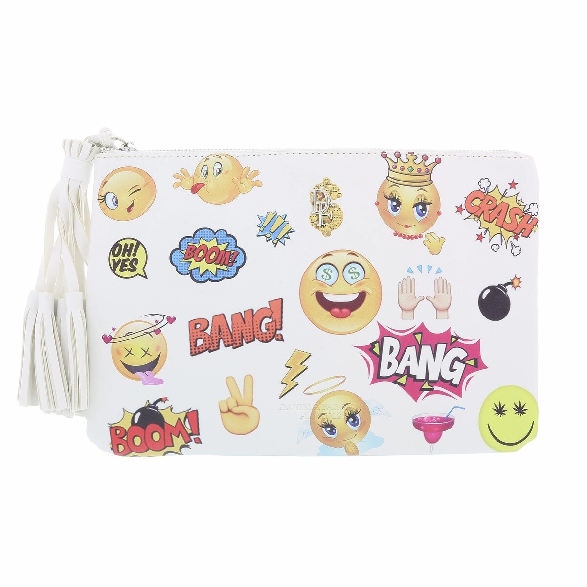 Daniela Fargion White Emogi Print Pop Art Pouch Clutch for womens