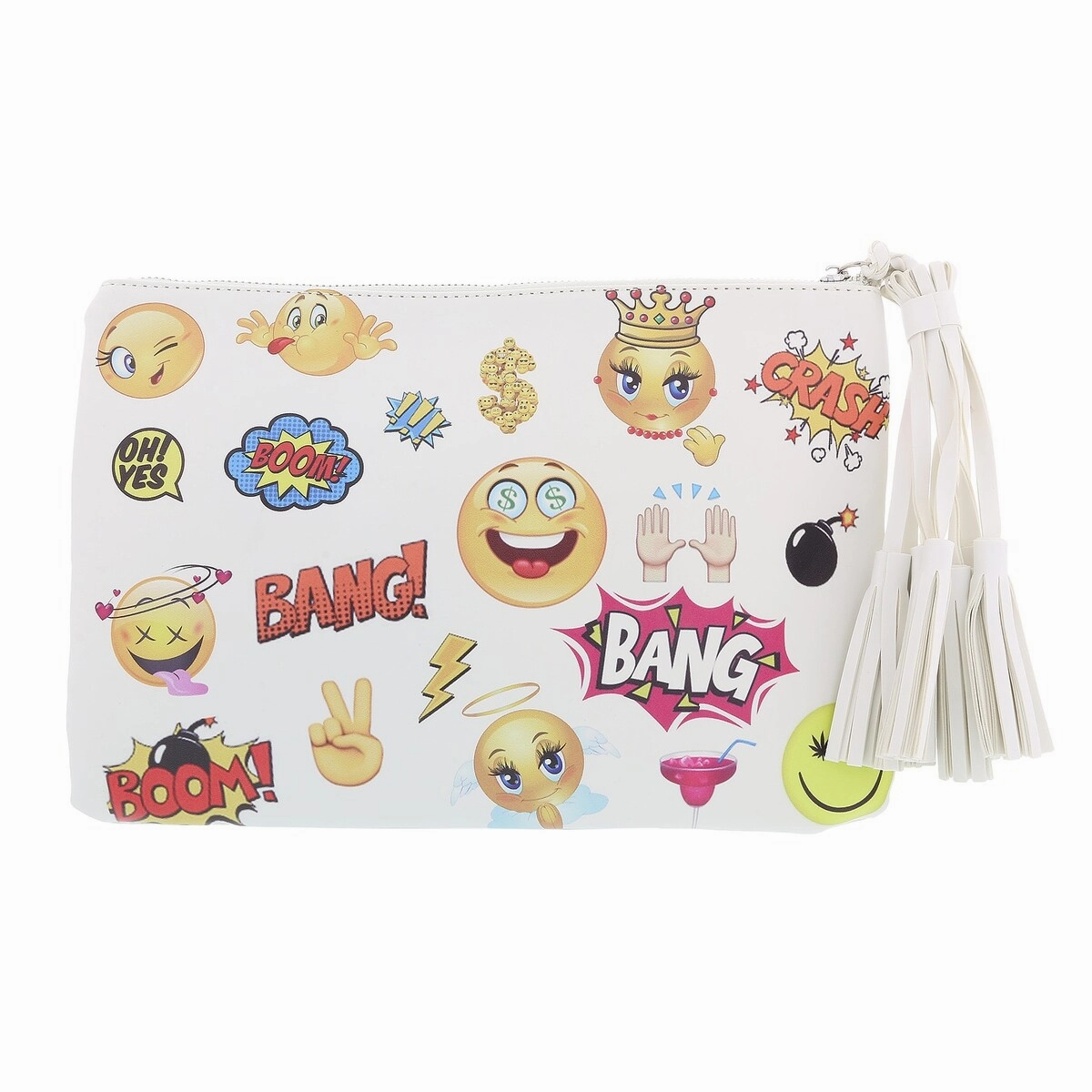 Daniela Fargion White Emogi Print Pop Art Pouch Clutch for womens
