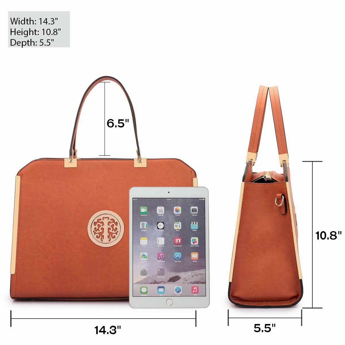 Dasein Designer Slim Leather Briefcase Satchel Tablet Bag With Wallet 14.3in W